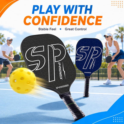 SPP Carbon Fiber Pickleball Racket Set, Honeycomb Core, 2 Paddles | Includes 4 Pickleballs and 2 Grip Tapes with a Lightweight Design and Comfort Grip for Enhanced Play.