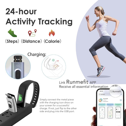 All-in-One Waterproof Fitness Tracker Smart Watch for Men and Women - Activity & Sleep Monitor, Compatible with Android & iOS (Black)