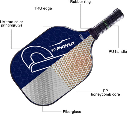 SPP Carbon Fiber Pickleball Racket Set, Honeycomb Core, 2 Paddles | Includes 4 Pickleballs and 2 Grip Tapes with a Lightweight Design and Comfort Grip for Enhanced Play.