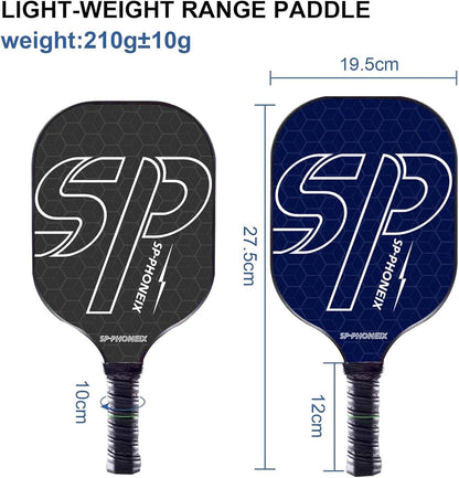 SPP Carbon Fiber Pickleball Racket Set, Honeycomb Core, 2 Paddles | Includes 4 Pickleballs and 2 Grip Tapes with a Lightweight Design and Comfort Grip for Enhanced Play.
